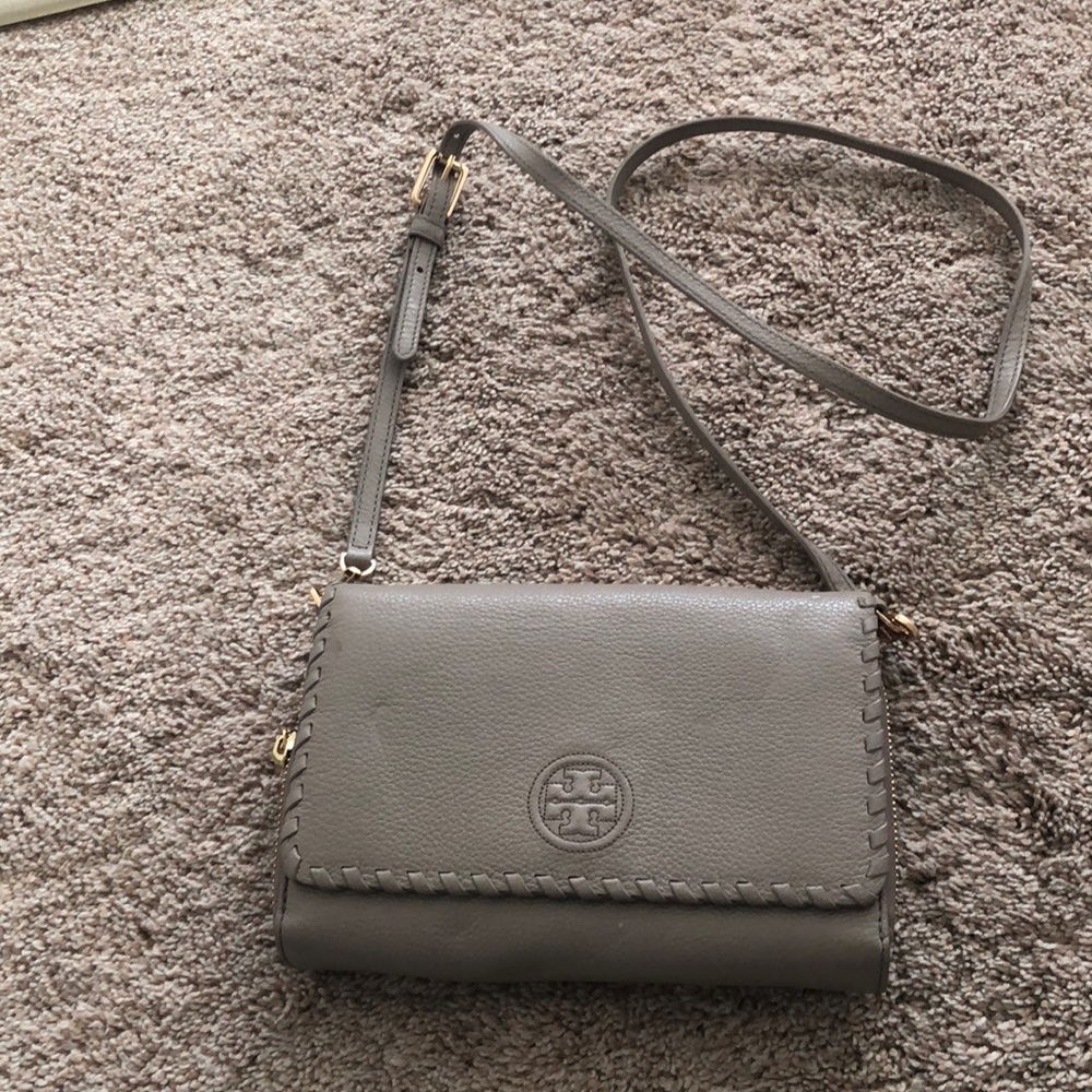 Tory Burch taupe cross body